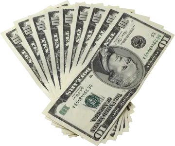 a pile of money on a white background