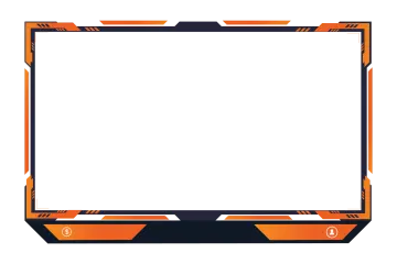 a frame with an orange and black border
