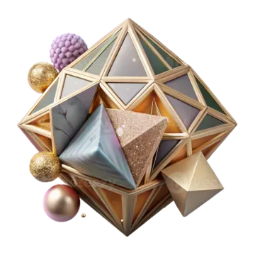 a 3d image of a diamond surrounded by christmas ornaments