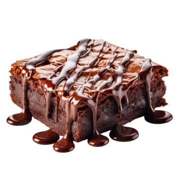 a piece of chocolate brownie on a white background
