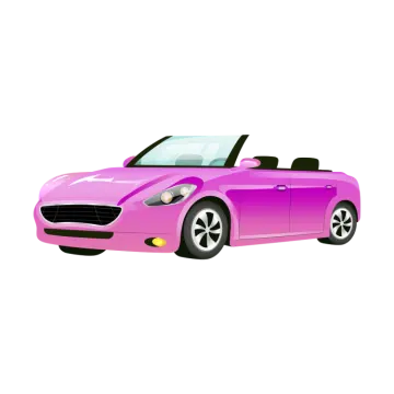a pink convertible car on a white background