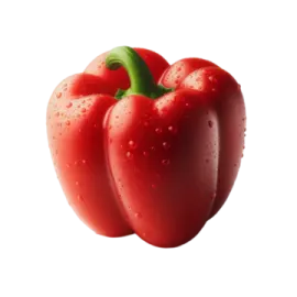 a red pepper with water droplets on it