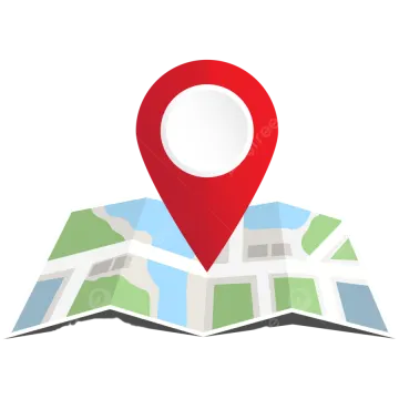 a map with a red pin on it