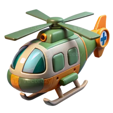 a cartoon character flying in a helicopter