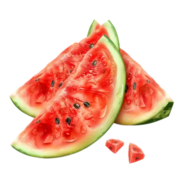 slices of watermelon on a white background
