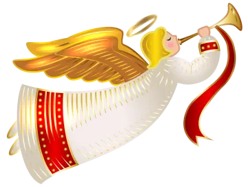 an angel with a trumpet in his hand