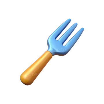 a blue plastic fork with a wooden handle