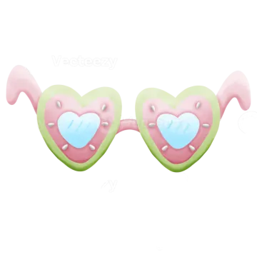 a pair of pink and green heart shaped glasses
