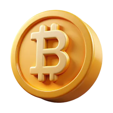 a golden bit coin on a white background