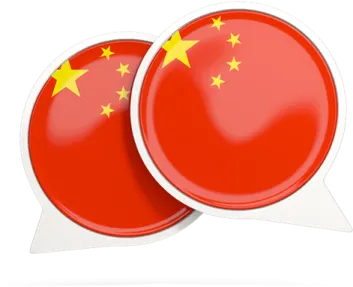 two speech bubbles with the flag of china