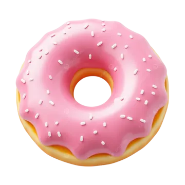 a pink donut with white sprins on it