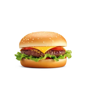 a hamburger on a white background