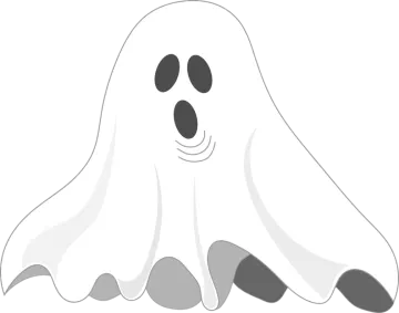 a ghost with a black and white face