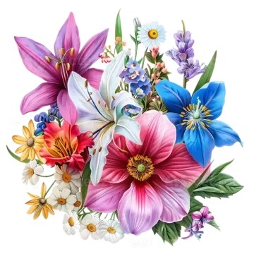 a bouquet of flowers on a white background