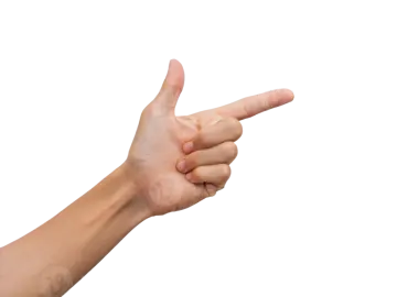 a person pointing their finger at the camera