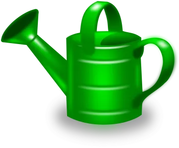 a green watering pot with a handle