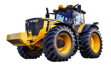 a yellow tractor on a white background