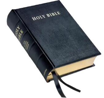 a black bible with gold lettering on it