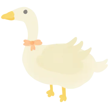a white duck with a pink bow on its neck