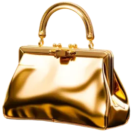 a gold purse on a white background