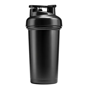 a black shaker bottle on a white background