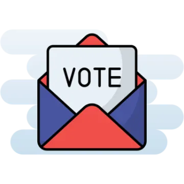 an open envelope with the word vote in it