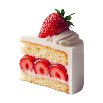 a piece of cake with strawberries on top