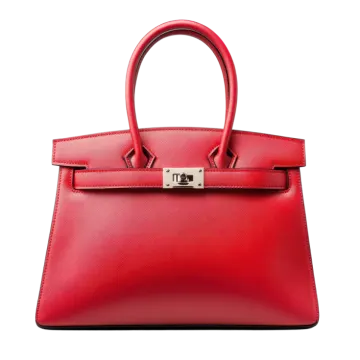 a red handbag on a white background