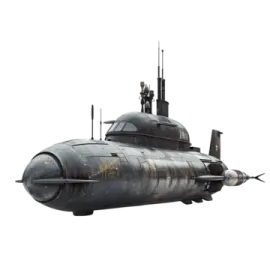 a black submarine on a white background