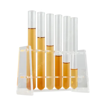 a set of test tubes filled with orange liquid