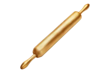 a gold paint brush on a white background
