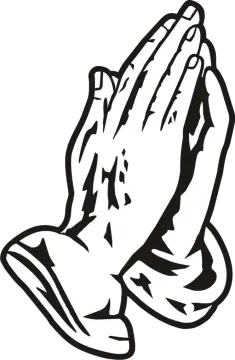 a black and white image of praying hands