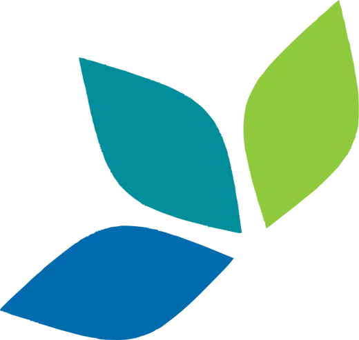 a green leaf with blue and green leaves