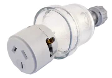 a white plug with an electrical outlet