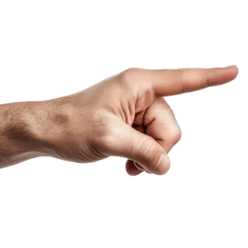 a man's hand pointing towards the camera