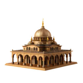 a wooden model of a mosque