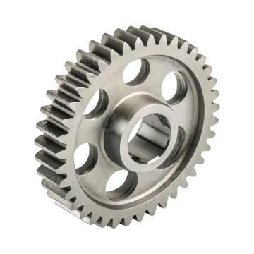 a steel gear on a white background