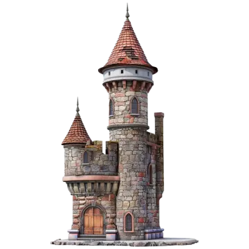 a castle with turrets on top of it