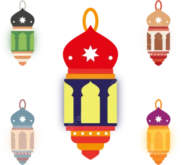 a set of colorful lanterns on a white background