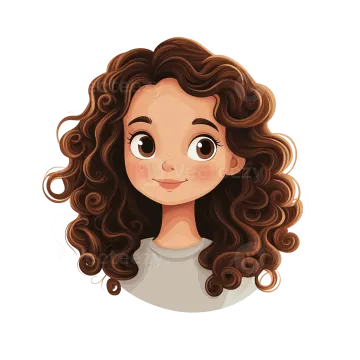 a cartoon girl with long brown hair