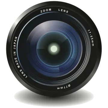 a camera lens on a white background