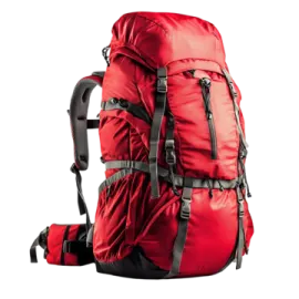 a red backpack on a white background
