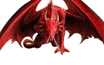 a red dragon on a white background