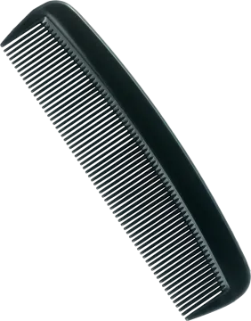 a black comb on a white background