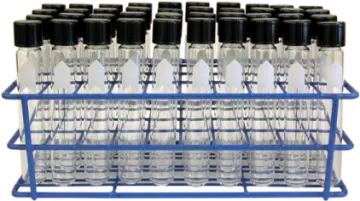 a rack with several bottles in it