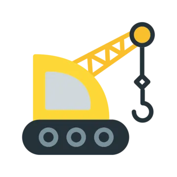 a crane with a hook on it's back