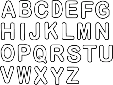 a set of black and white alphabet letters