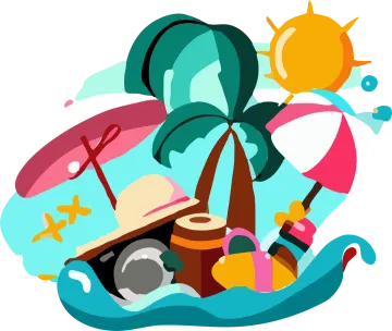 an image of a beach scene with palm trees