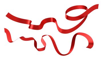 a red ribbon on a white background