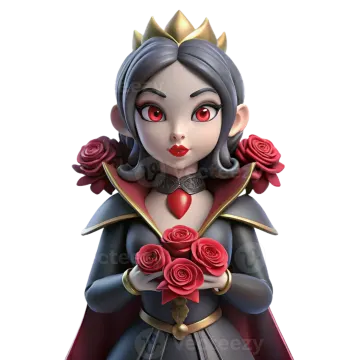 a cartoon character dressed as a queen with roses